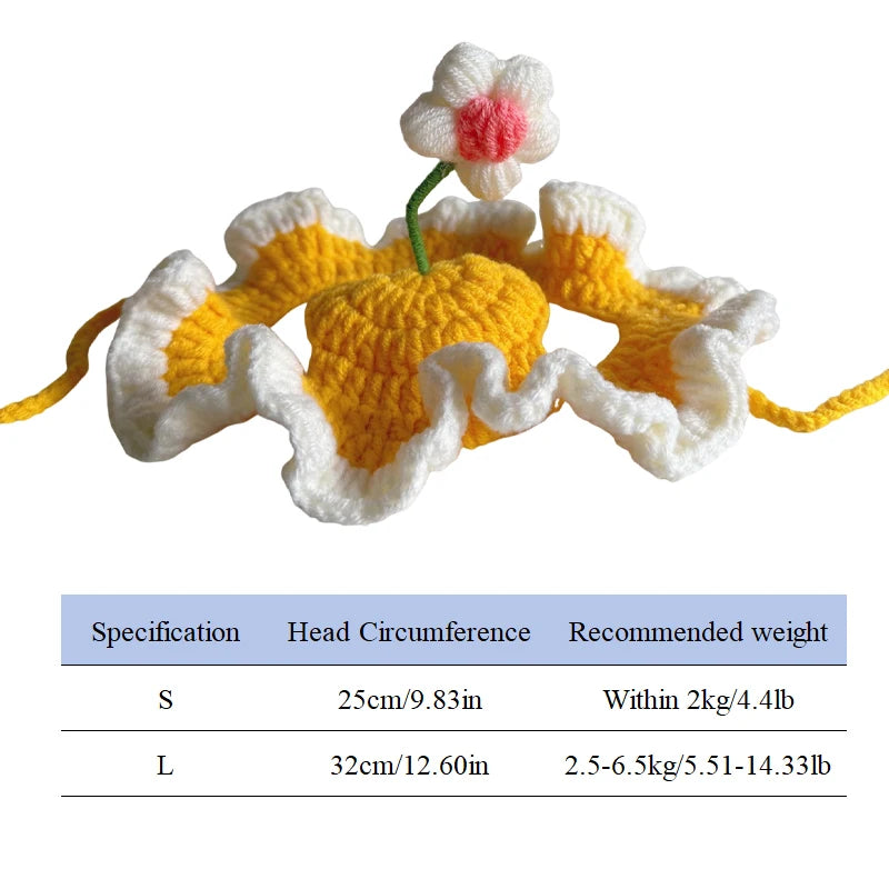 Chapeau fleur en crochet pour chat