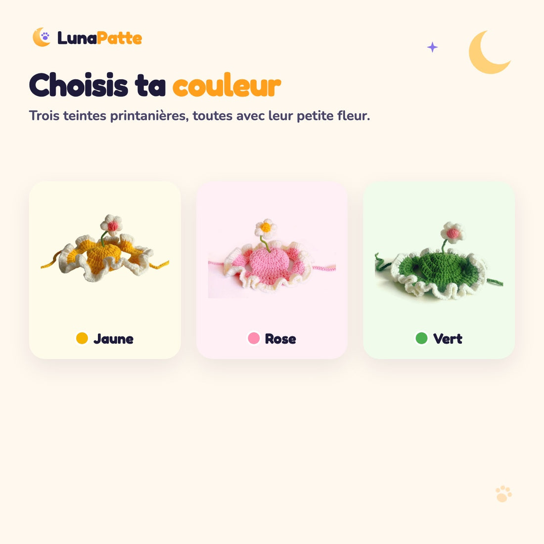 Chapeau fleur disponible en jaune, rose et vert